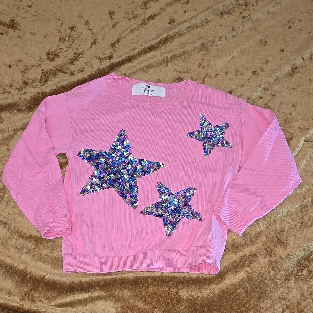 Pink Star Sequin Kids Top 3/4 T